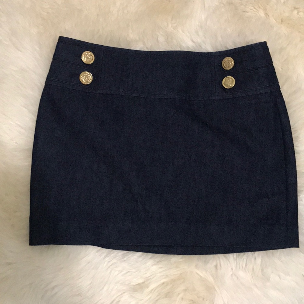 Express Jean Skirt with gold buttons